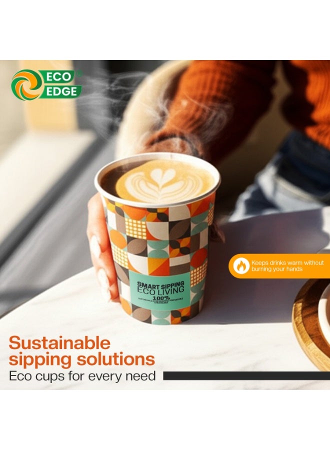 EcoEdge 8 Oz Disposable Stylish Printed Paper Cups (Pack of 1000) | For Turkish Coffee, Shakes, Lemonade, Drinks | Heat Resistant, Lightweight, Durable | Camping, Picnic, BBQ, Outdoors | 100% Natural - Image 5