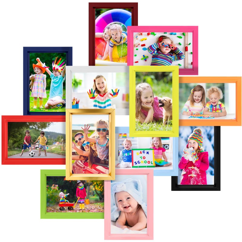 Leinuosen 24 Pcs Colorful Picture Frame Modern Rainbow Multi Colored Small Wall and Tabletop Picture Frames for Wedding Home Office Horizontal Vertical Display 12 Colors4 x 6 Inch