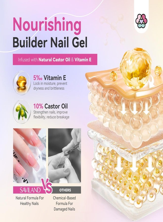 SAVILAND Builder Nail Gel 24 Colors: Castor Oil & Vitamin E Builder in a Bottle Translucent Color Hard Gel for Nails Strengthener Extension Care Repair Home Salon Professionals - Image 3