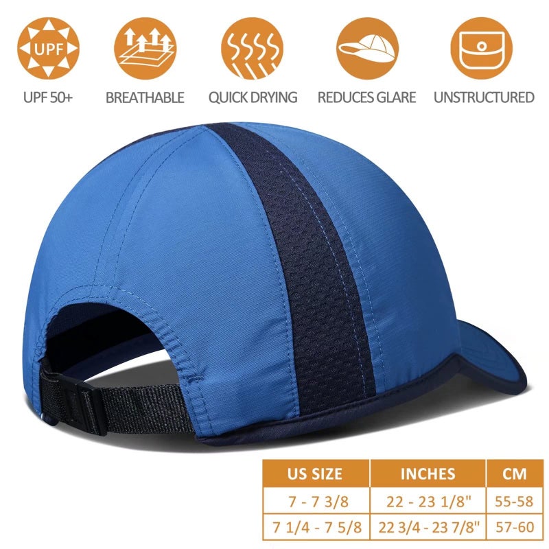 GADIEMKENSD GADIEMKENSD Unstructured Hats Baseball Cap UPF 50+ Quick Drying Running Hat for Men Women Lightweight Breathable Trucker Dad Hat Outdoor Sports Hiking Fishing Golf Mesh Hats Blue  - Image 2