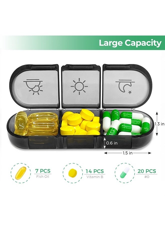 PULIV Weekly Pill Organizer 3 Times a Day, PULIV Portable Travel Pill Box 7 Day with Large Pill Containers, Light-Proof Pill Case for Vitamins, Medication, Supplements and Fish Oils (Black) - Image 2