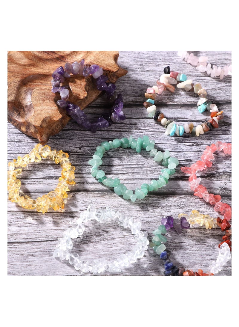 سيوسي Chakra Bracelets for Women, 8pcs Natural Colorful Crystal Bracelets for 7 Chakra Lrregular Gemstone Bracelets Crystal Chip Bracelet for Women Men - Image 4