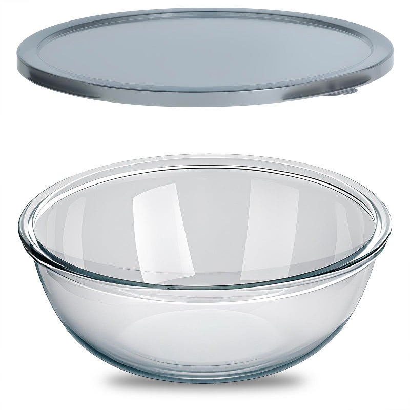 OZY 6.3 Quart Large Glass Mixing Bowl with Lid,Large Glass Bowl for Sourdough Bread Making,Kitchen Salad Bread Storage - Image 1