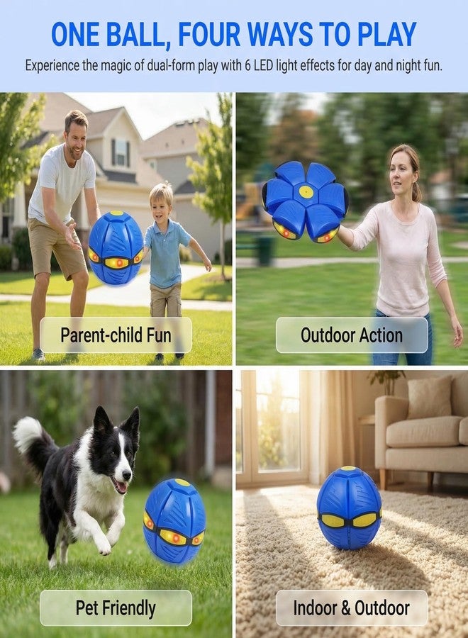 Foleto Magic Bouncing Ball for Kids- 3-in-1 Pop Up Flying Saucer Ball with 6 LED Lights, Dual-Form Magic Ball, Glow in The Dark Interactive pop up Ball Toy for Boys Girls, Indoor Outdoor Fun (Blue) - Image 3