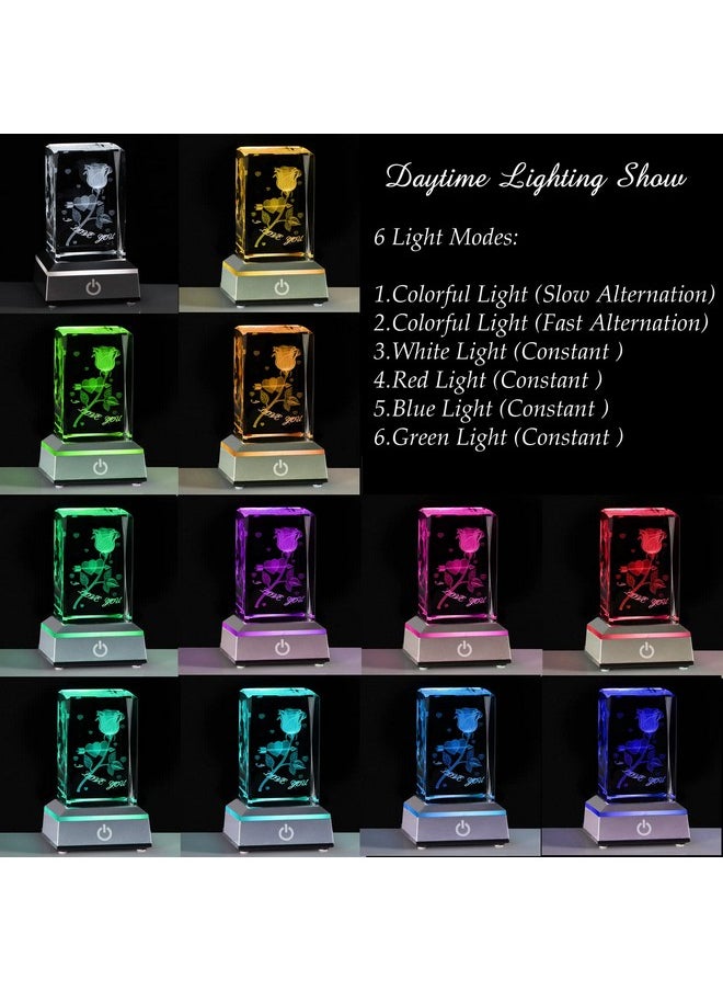 Movdyka - Anniversary Birthday Gifts For Girlfriend Wife Mom Cute 3D Laser Crystal Rose Flower Christmas Valentines Day I Love You Gifts Night Light Romantic For Boyfriend Couples Her Him - Image 1