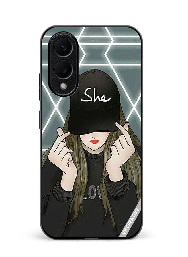 VR CREATIVE Protective Case Cover For Samsung Galaxy S25 Edge She On Cap Design Multicolour