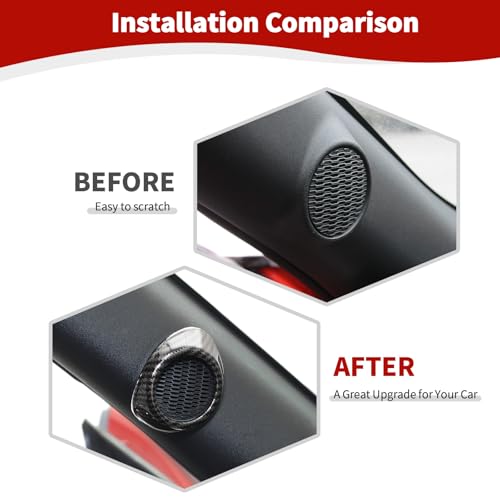 JOSHELA for Mustang A Pillar Speaker Trim Cover Fit for Ford Mustang 2015-2023 Black Carbon Fiber Interior Accessories 2pcs - Image 2