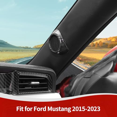 JOSHELA for Mustang A Pillar Speaker Trim Cover Fit for Ford Mustang 2015-2023 Black Carbon Fiber Interior Accessories 2pcs - Image 4