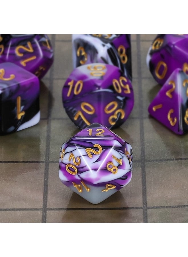 CiaraQ Dnd Polyhedral Dice Set For Dungeons And Dragons Rpg Mtg Role Playing Table Games-With 1 Dice Pouch (Purple+Black+White) - Image 2