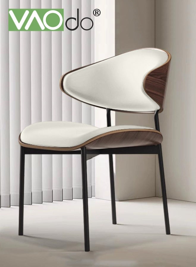 فاو دو كرسي طعام، كرسي من مادة البولي يوريثان بهيكل فولاذي، كرسي مطبخ جلدي بدون مساند للذراعين، مقعد كرسي محدب، كرسي عصري لغرفة الطعام والمكتب والمطبخ وغرفة النوم وغرفة المعيشة بالل - Image 1