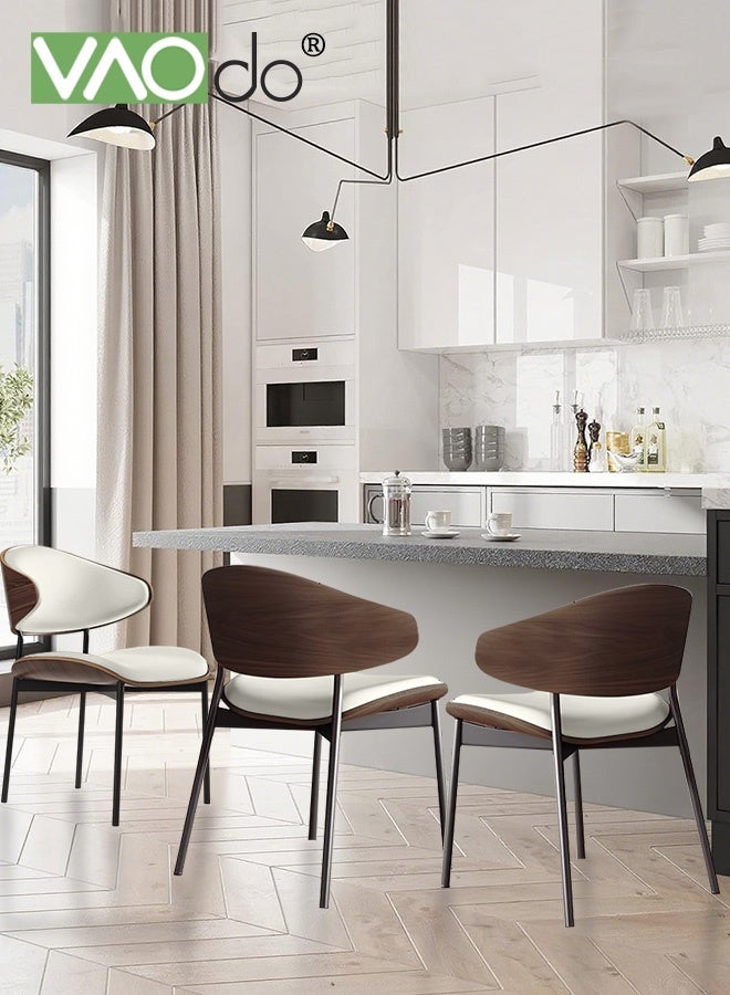 فاو دو كرسي طعام، كرسي من مادة البولي يوريثان بهيكل فولاذي، كرسي مطبخ جلدي بدون مساند للذراعين، مقعد كرسي محدب، كرسي عصري لغرفة الطعام والمكتب والمطبخ وغرفة النوم وغرفة المعيشة بالل - Image 2