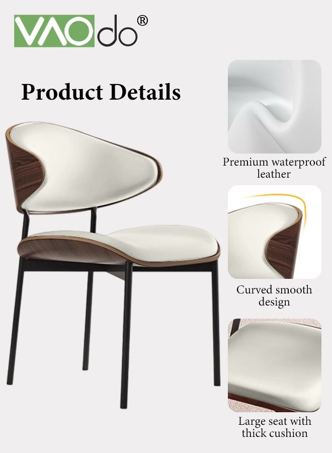 فاو دو كرسي طعام، كرسي من مادة البولي يوريثان بهيكل فولاذي، كرسي مطبخ جلدي بدون مساند للذراعين، مقعد كرسي محدب، كرسي عصري لغرفة الطعام والمكتب والمطبخ وغرفة النوم وغرفة المعيشة بالل - Image 4