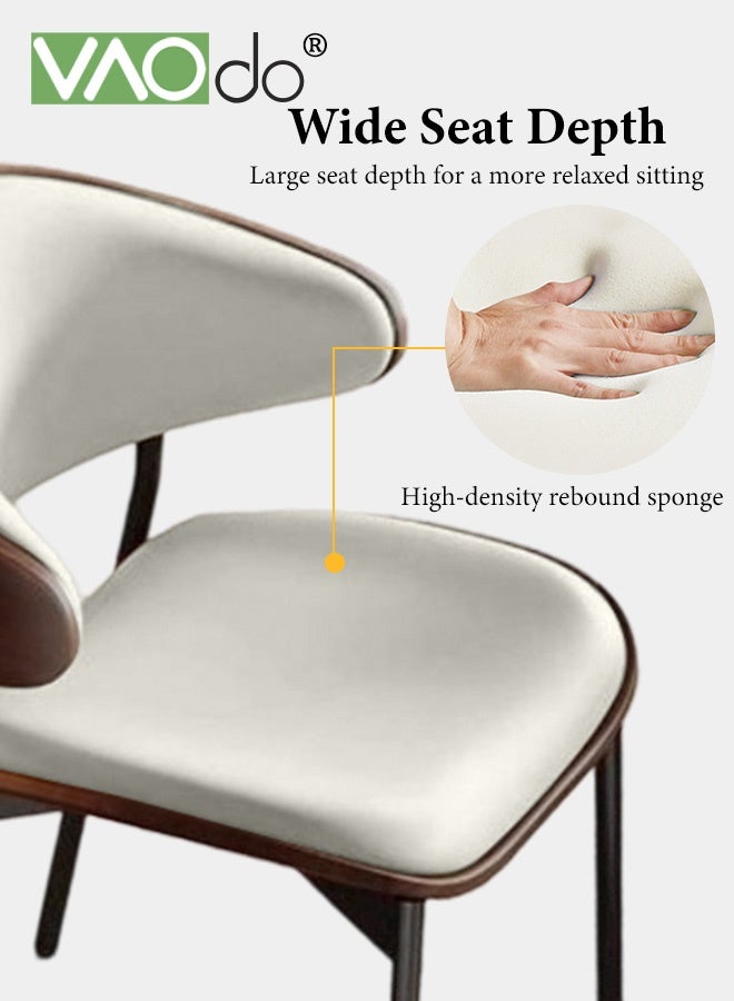 فاو دو كرسي طعام، كرسي من مادة البولي يوريثان بهيكل فولاذي، كرسي مطبخ جلدي بدون مساند للذراعين، مقعد كرسي محدب، كرسي عصري لغرفة الطعام والمكتب والمطبخ وغرفة النوم وغرفة المعيشة بالل - Image 5