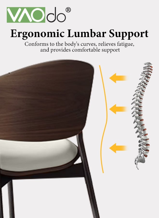فاو دو كرسي طعام، كرسي من مادة البولي يوريثان بهيكل فولاذي، كرسي مطبخ جلدي بدون مساند للذراعين، مقعد كرسي محدب، كرسي عصري لغرفة الطعام والمكتب والمطبخ وغرفة النوم وغرفة المعيشة بالل - Image 3