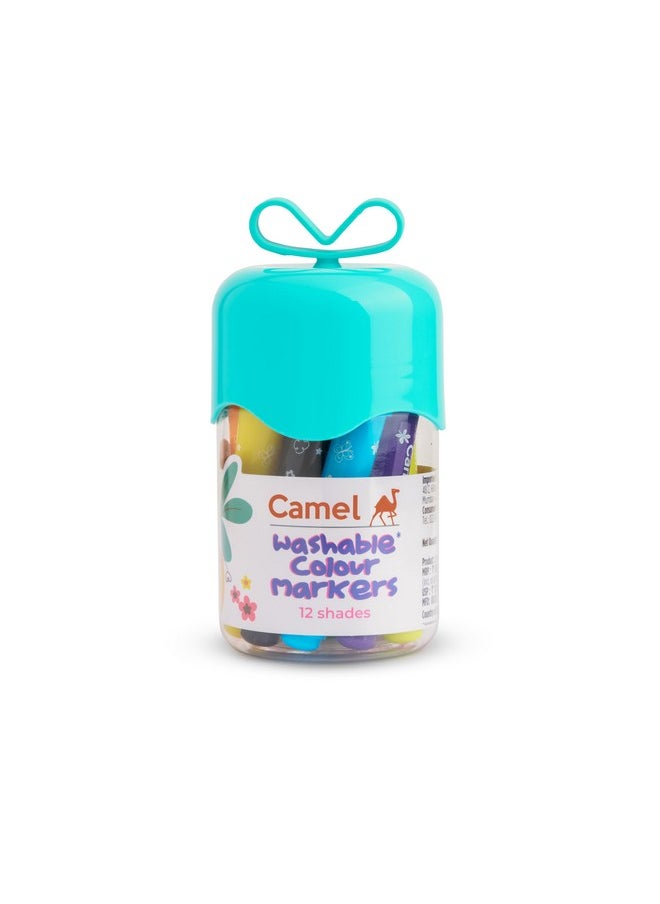 camel Camel Washable Colour Markers 12 Shades (lid Colour May Vary)  - Image 1