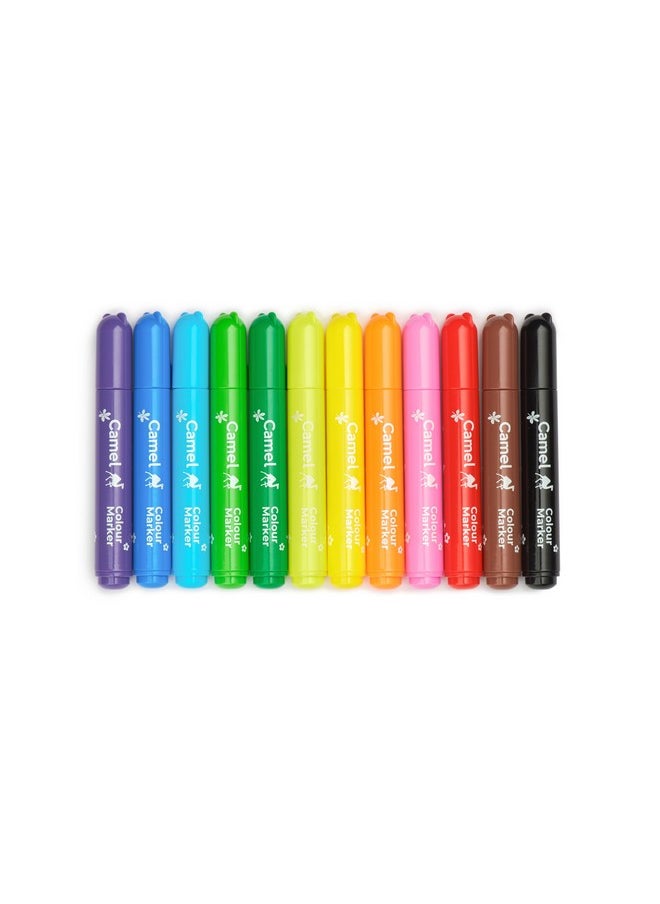 camel Camel Washable Colour Markers 12 Shades (lid Colour May Vary)  - Image 3