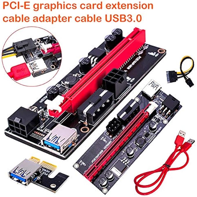 rayihni PCI-E RISER 009S 16X EXTENDER 6 PIN PORT USB 3.0 PCI-E RISER GRAPHICS CARD DEDICATED PCIE EXTENSION CABLE ADAPTER CARD FOR BITCOIN LITECOIN ETHEREUM ETH GPU EXTENSION CABLE - Image 3