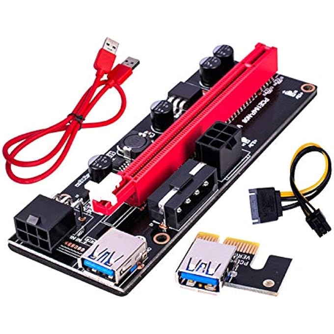 rayihni PCI-E RISER 009S 16X EXTENDER 6 PIN PORT USB 3.0 PCI-E RISER GRAPHICS CARD DEDICATED PCIE EXTENSION CABLE ADAPTER CARD FOR BITCOIN LITECOIN ETHEREUM ETH GPU EXTENSION CABLE - Image 1