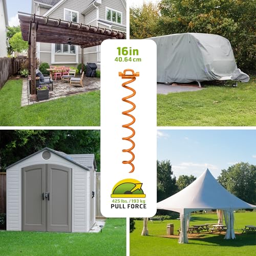 Vortex (1-Pack) 16" Spiral Ground Anchors, Steel Screw In with Folding Ring, 425 lb Pull Force, Orange ANCFR16-ORG-A - Image 5