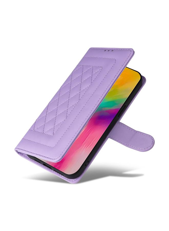 اس-توب جراب هاتف iPhone 16 Pro من الجلد بتصميم شبكي ماسي قابل للطي - Image 5