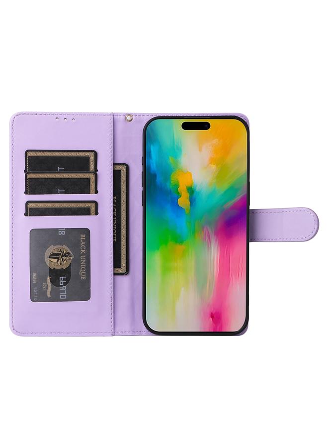 اس-توب جراب هاتف iPhone 16 Pro من الجلد بتصميم شبكي ماسي قابل للطي - Image 4