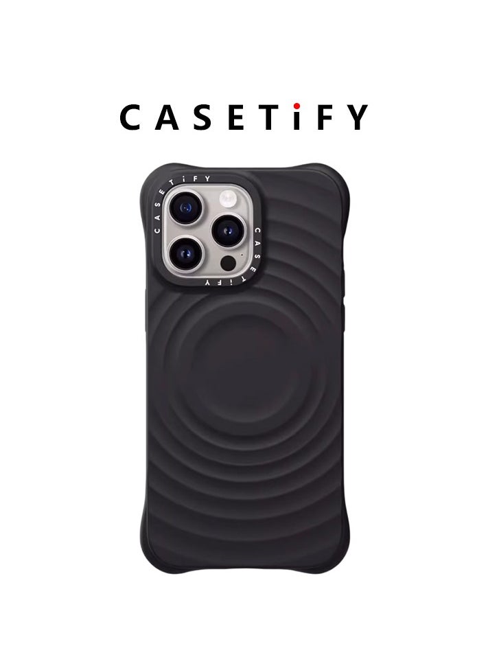 Casetify Ripple iPhone 14 Pro Max/15 Pro Max/16 Pro Max Case Wave Textured Compatible with MagSafe Black  - Image 1