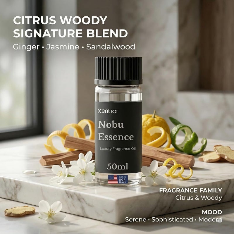 SCENTIA زيت معطر سينشيا للفندق مستوحى من عطر فندق نوبو - 50 مل 1.69 أونصة سائلة - مزيج الزيوت العطرية الياسمين، الزنبق، الصندل والحمضيات المنعشة للمبخرات فوق الصوتية والباردة - جوهر نوبو - Image 3