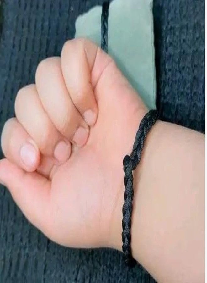 needs collection سوار خيطي تقليدي للحماية، سوار معصم من القطن الأسود، 14 سم (عبوة من 4 قطع) - Image 4