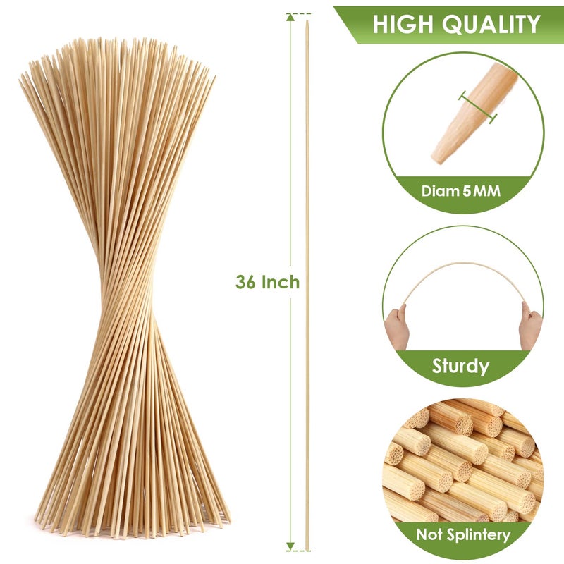 WixiTool Smores Sticks 36" Long 5 mm Thick, 120 PCS Marshmallow Roasting Smore Sticks Bamboo, Disposable Marshmellow Sticks Camping Heavy Duty SMores Skewers for Outdoor Fire Pits Campfires Hot Dog Sausage - Image 3