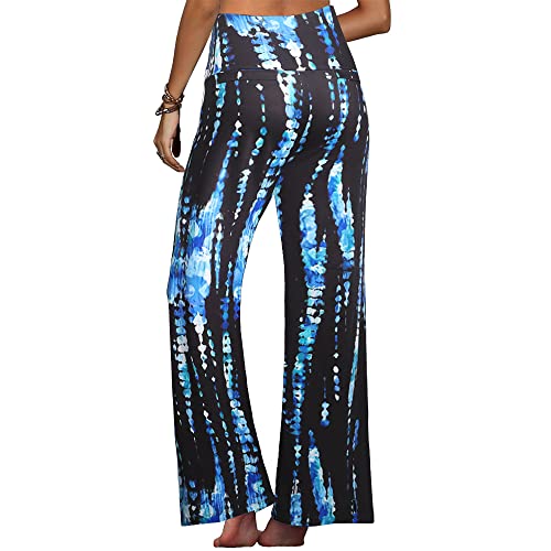 Arolina Women's Stretchy Wide Leg Palazzo Lounge Pants Casual Comfy High Waist Palazzo Pants (2XL, BlackBlue) - Image 2