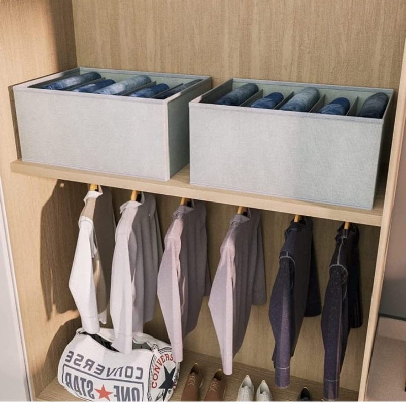 DARK LION DARK LION Cloth Drawer Organizer for Jeans Wardrobe Clothes Organizer for Folded Clothes Clothes Storage Organizer for Jeans Sweater Dresses TShirts Pack of 6 Grey  - Image 4