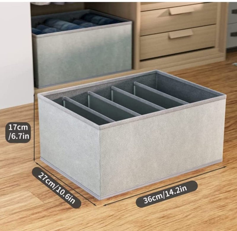 DARK LION DARK LION Cloth Drawer Organizer for Jeans Wardrobe Clothes Organizer for Folded Clothes Clothes Storage Organizer for Jeans Sweater Dresses TShirts Pack of 6 Grey  - Image 5