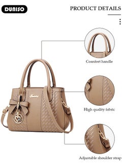 DUNISO Women's Fashion Handbag Faux Leather Crossbody Bag For Women Large Capacity Bow Trim Tote Bags Top Handle Satchel Fashionable Travel Shoulder Bag For Ladies  - Image 2