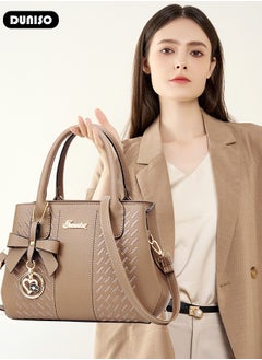 DUNISO Women's Fashion Handbag Faux Leather Crossbody Bag For Women Large Capacity Bow Trim Tote Bags Top Handle Satchel Fashionable Travel Shoulder Bag For Ladies  - Image 5
