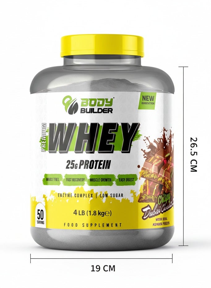 Body Builder Premium Whey Protein Powder Crispy Dubai Chocolate Style Kunafa 4 LB - Image 4