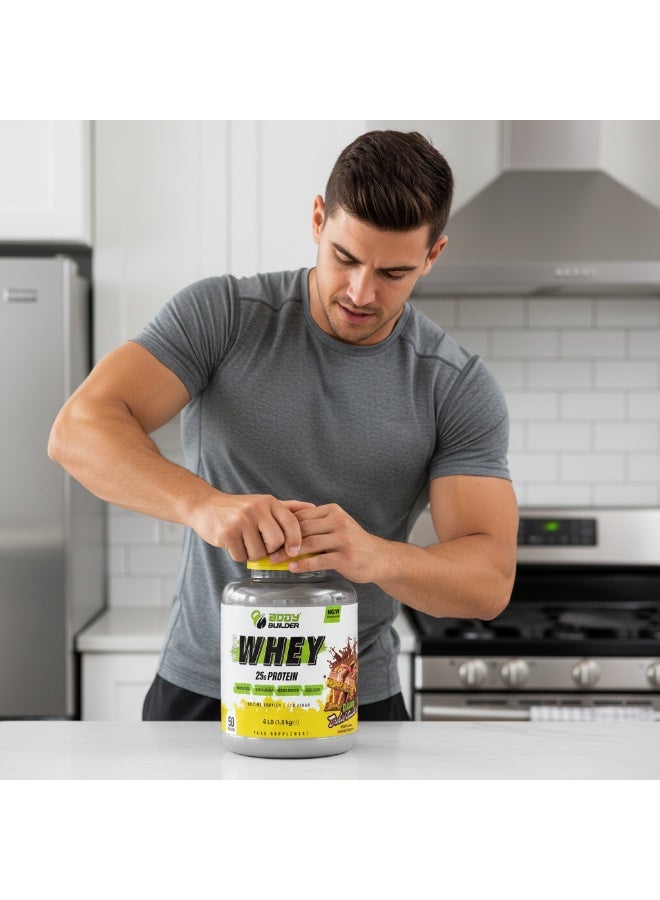 Body Builder Premium Whey Protein Powder Crispy Dubai Chocolate Style Kunafa 4 LB - Image 3