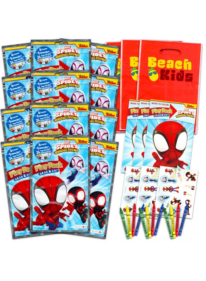 Marvel Shop Spidey and His Amazing Friends Birthday Party Favors and Supplies for Kids ~ Bundle with 12 Marvel Spidey Activity Play Packs for Boys and Girls with Mini Coloring Book, Stickers - Image 1