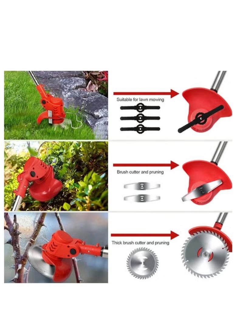 EzzySo 21V Cordless Grass Trimmer with 2pcs Battery Fast Charger and 3 Types Cutting Blade Portable Electric Lawn Trimmer for Garden Yard Lawn Pruning and Cut Materials - Image 5