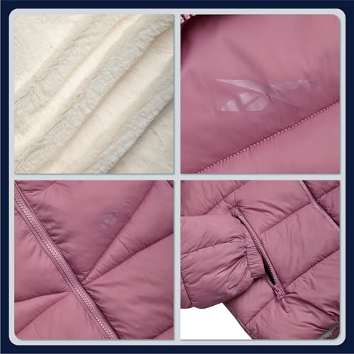 Reebok Girls Winter Coat - Heavyweight Quilted Sherpa Lined Parka Puffer Jacket - Warm Winter Jackets for Girls, Size 6, Orchid Pink - Image 4