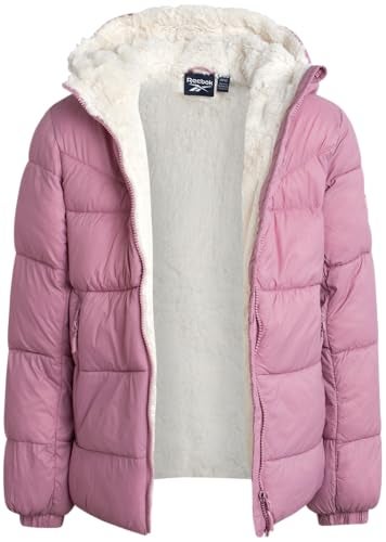Reebok Girls Winter Coat - Heavyweight Quilted Sherpa Lined Parka Puffer Jacket - Warm Winter Jackets for Girls, Size 6, Orchid Pink - Image 3
