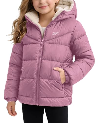 Reebok Girls Winter Coat - Heavyweight Quilted Sherpa Lined Parka Puffer Jacket - Warm Winter Jackets for Girls, Size 6, Orchid Pink - Image 1