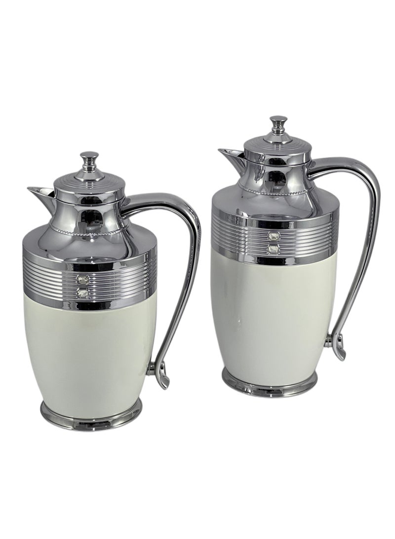 Home Maker Flask 0.75L/1L 2-Piece Set - Stainless Steel White/Silver - Image 1