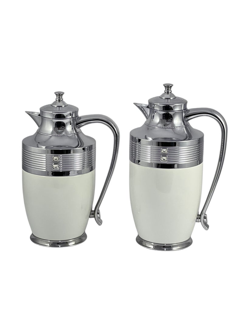 Home Maker Flask 0.75L/1L 2-Piece Set - Stainless Steel White/Silver - Image 3