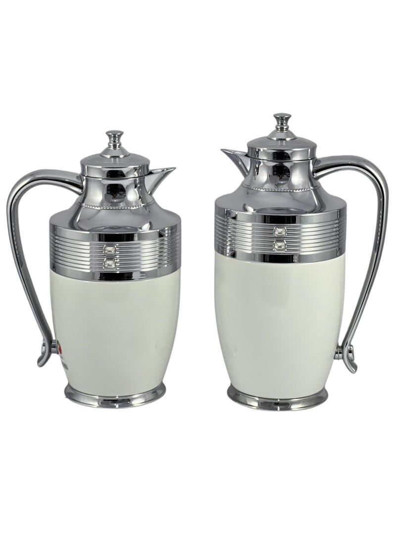Home Maker Flask 0.75L/1L 2-Piece Set - Stainless Steel White/Silver - Image 2