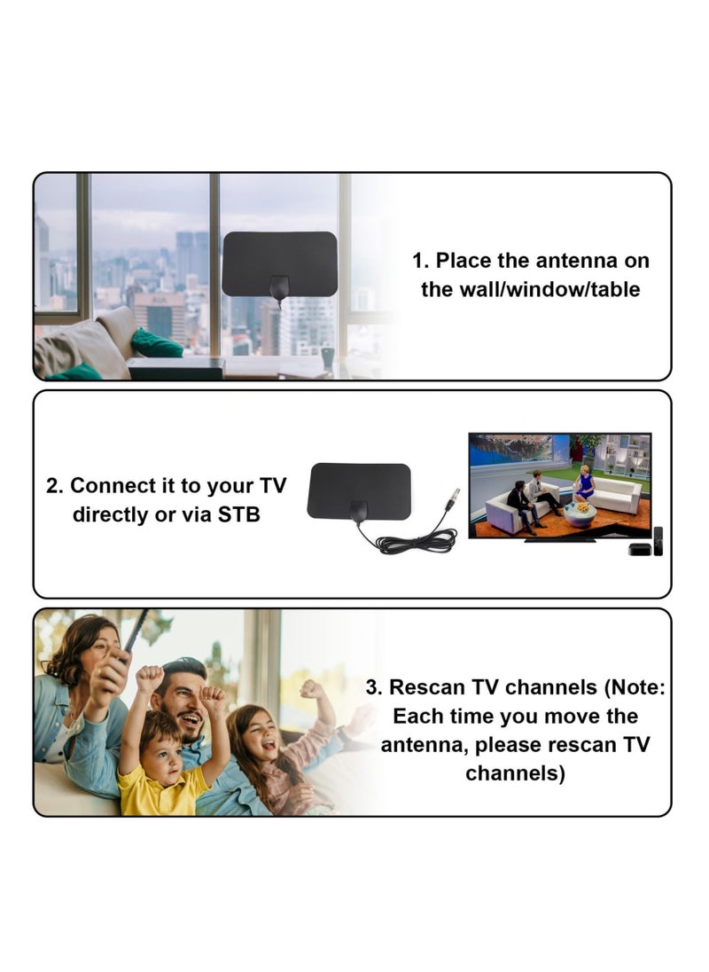 Excefore - Indoor TV Aerial, High Definition 4K Digital TV Antenna, with 50+ Miles Range 360°Reception, Clear Picture & Sound, 3.6Meter Coax HDTV Cable, for Local Channels and Freeview TV with Signal Booster - Image 1