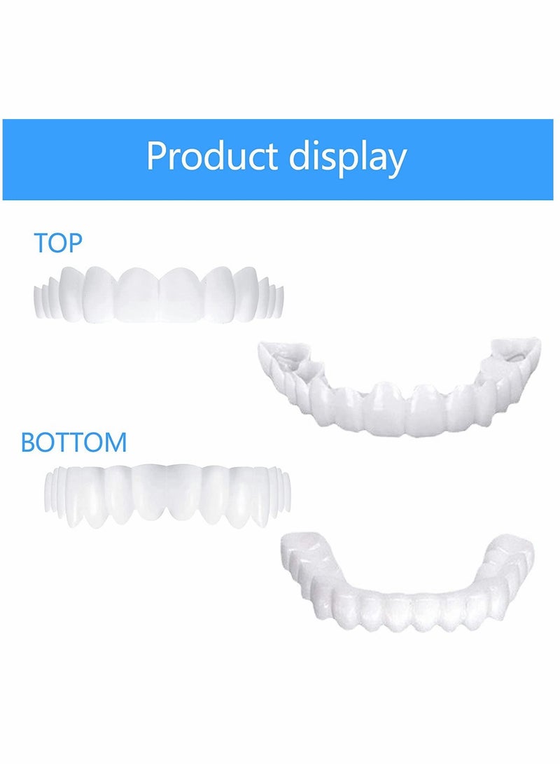 Generic 2 Pairs Instant Veneers Dentures Cosmetic Veneers Teeth Temporary Dentures Fake Teeth Smile Teeth Veneers Top and Bottom Snap On Dentures Clip in Veneers Teeth for Men Women with Bad Teeth  - Image 3
