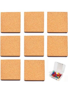 LENND Cork Board, 30cm x 26cm, Corkboard, Wall Bulletin Boards With 35 Multi-Color Push Pins, Natural, 8 Pack  - Image 1