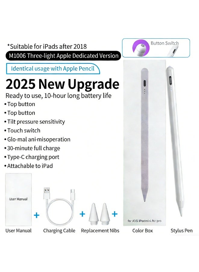 كونشاو قلم لمس لـ iPad من kunshao مع رفض كف اليد قلم نشط متوافق مع iPad Pro وAir وMini 2018-2025 الجيل 6 و5 و4 و3 - Image 4