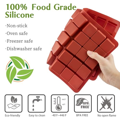 JOERSH 2PCS Square Silicone Caramel Hard Candy Molds for Chocolate, Truffles, Ganache, Jelly, Praline, Brownie, Butter, Ice Cube Tray - Image 3