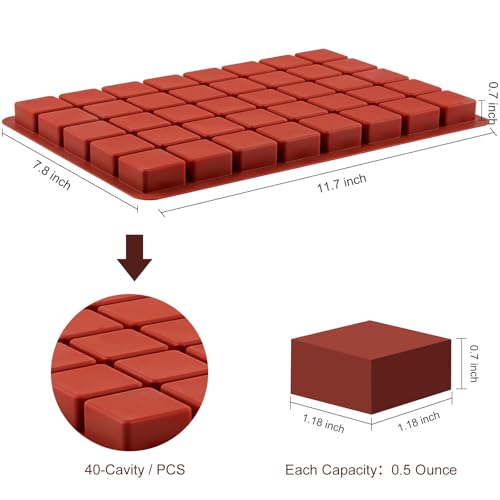 JOERSH 2PCS Square Silicone Caramel Hard Candy Molds for Chocolate, Truffles, Ganache, Jelly, Praline, Brownie, Butter, Ice Cube Tray - Image 2